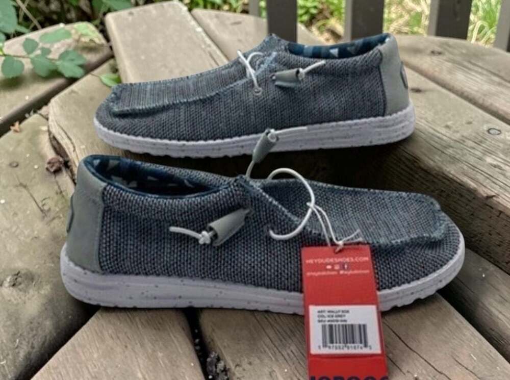 Hey Dude Wally Sox Ice Grey Slip-On Shoes Size 10